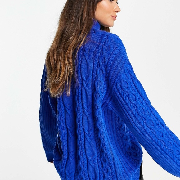 & OTHER STORIES Wool Cotton Cable‎ Knit Sweater Oversized Turtleneck Size M NWT - Picture 5 of 13